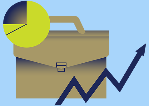 Briefcase, chart illustration