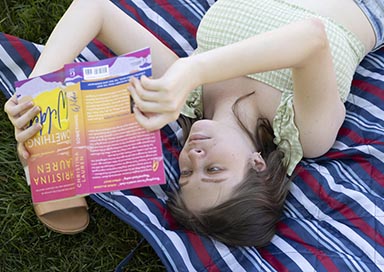 Student reading a book