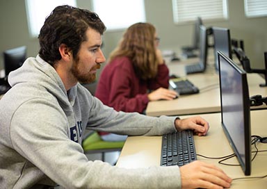 Student in computer lab