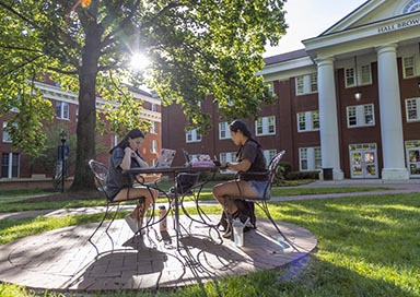 Students studying outside by HBO