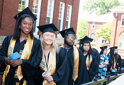 Students lined up for commencement