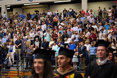 Parents and families in the stands at Commencement
