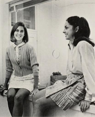 Girls sitting on counter