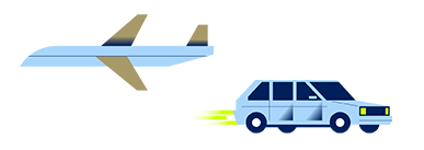 Airplane and car illustrations