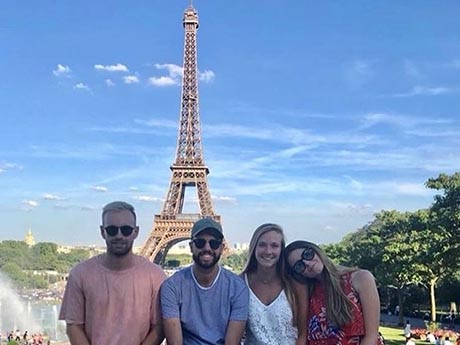 Students in front of Eiffel Tower