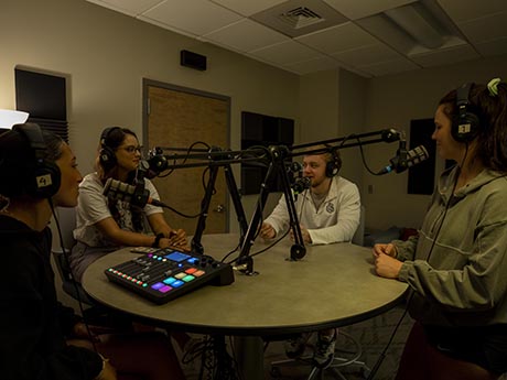 Students in podcast lab