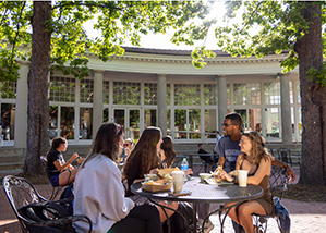 Students at lunchtime in Trexler Courtyard