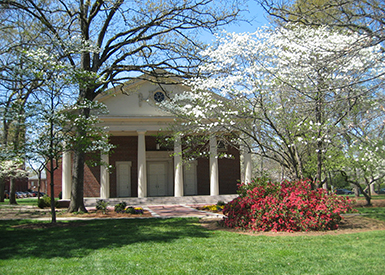 Belk Chapel Exterior in spring