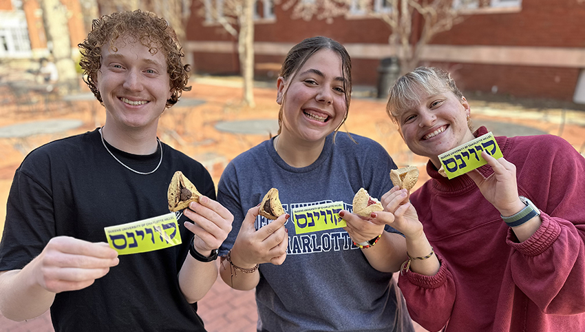 Students with Purim Hamentaschen Stickers