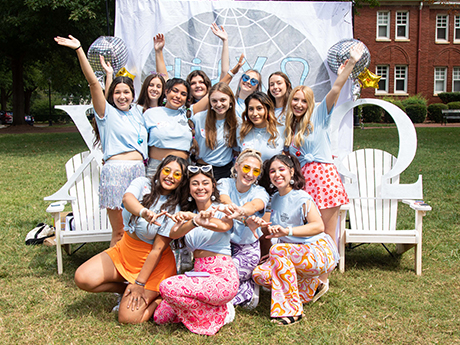 Sororities Bid-Day girls poising