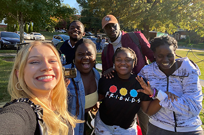 Students taking selfie