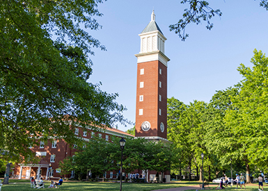 Resident Quad and bell tower in summer