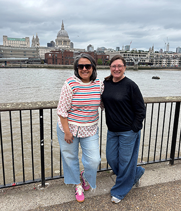 Shawn Bowers Buxton and Jen Daniel beside Thames River
