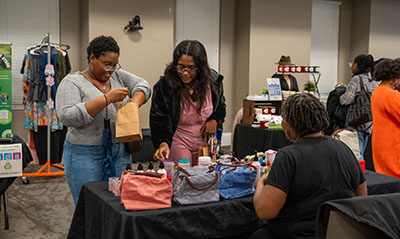 Students shopping at Black popup shop