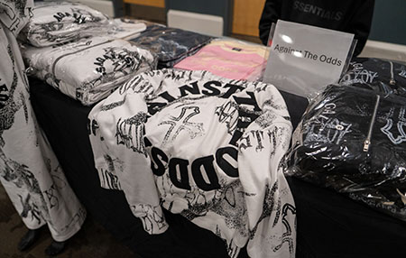 Merchandise at Black popup shop