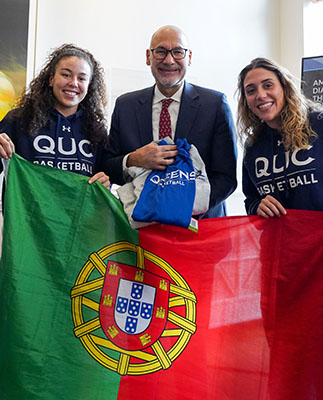 Portuguese Ambassador with two Portuguese students