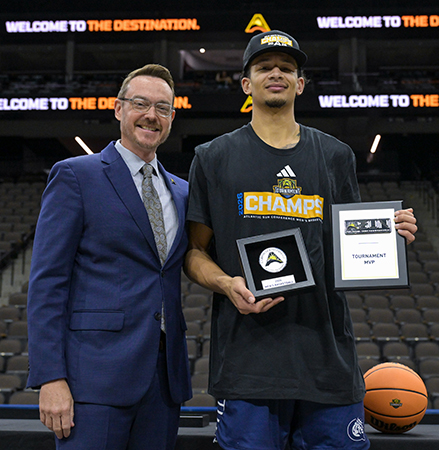 Nasir Mann with MVP for ASUN Conference