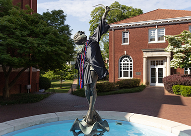 Diana Fountain with cap and gown