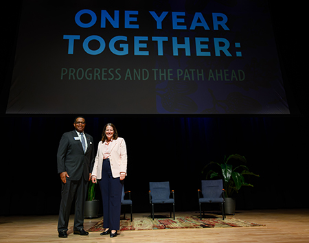 President Book and Cureton at Elon & Queens merger update - One Year Together